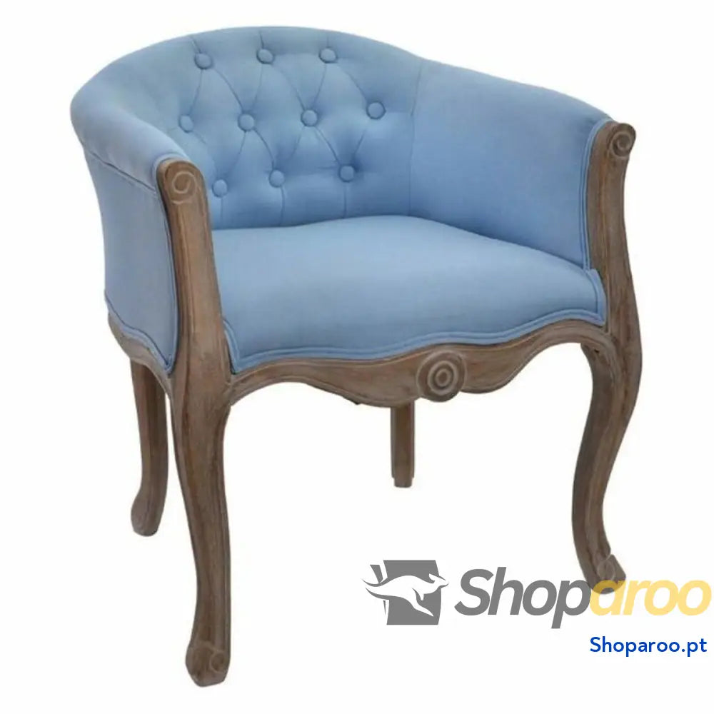 Banqueta DKD Home Decor Azul Poliéster Madeira da borracha 58 x 56 69 cm