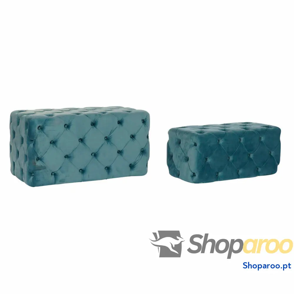 Banqueta DKD Home Decor Azul Poliéster Veludo Madeira MDF (88 x 53 48 cm)