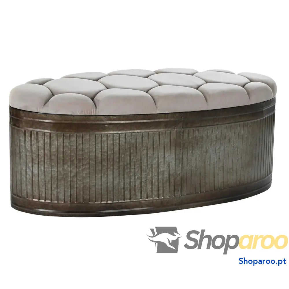 Banqueta DKD Home Decor Bege Metal Poliéster Catanho escuro (121 x 44 47,5 cm)