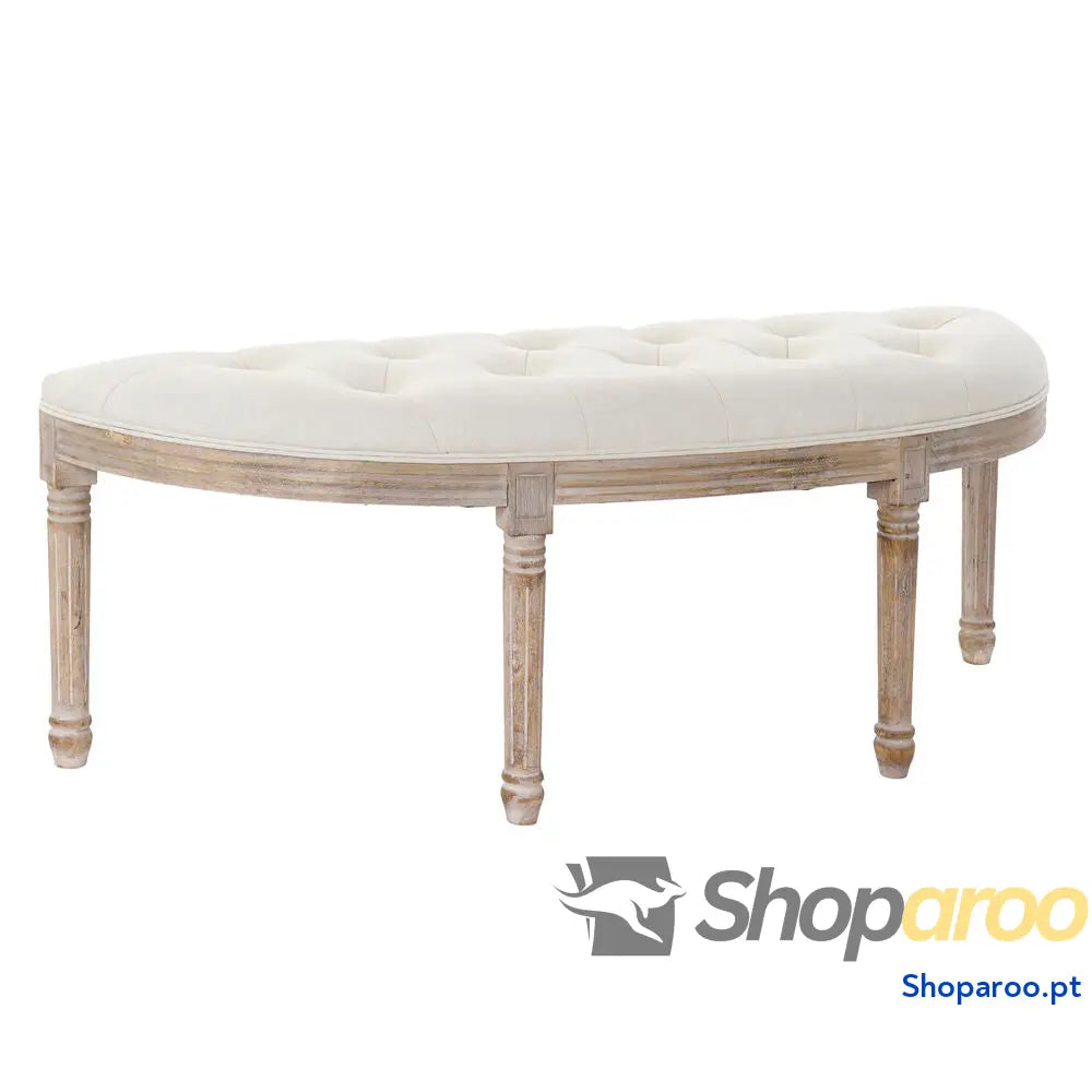 Banqueta DKD Home Decor Bege Natural Madeira da borracha Plástico 125 x 43 48 cm
