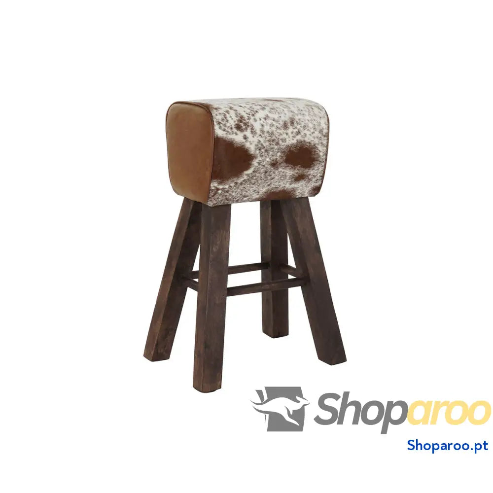 Banqueta DKD Home Decor Branco Castanho Preto Pele Madeira 50 x 35 75 cm