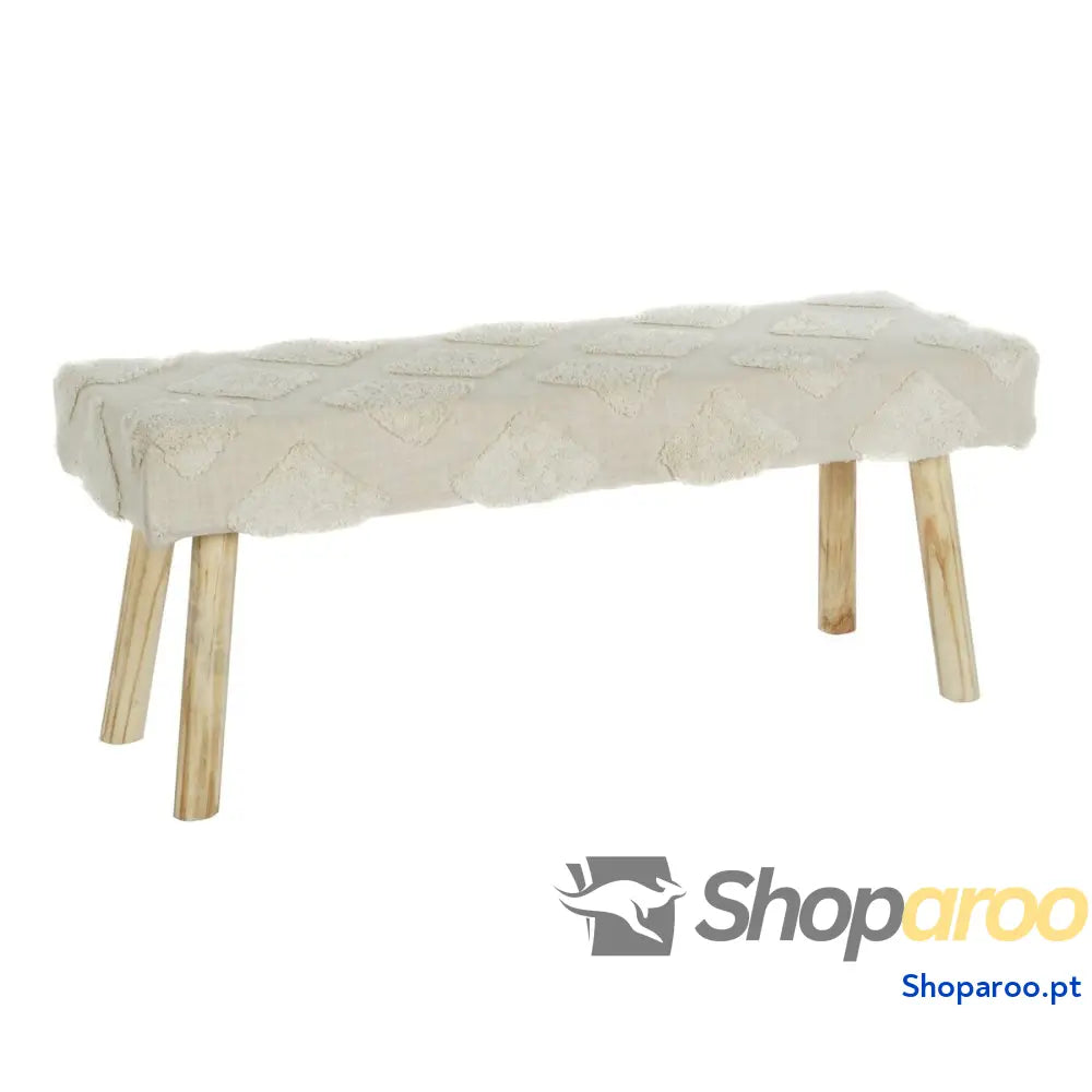 Banqueta DKD Home Decor Branco Natural Madeira 120 x 50 40 cm