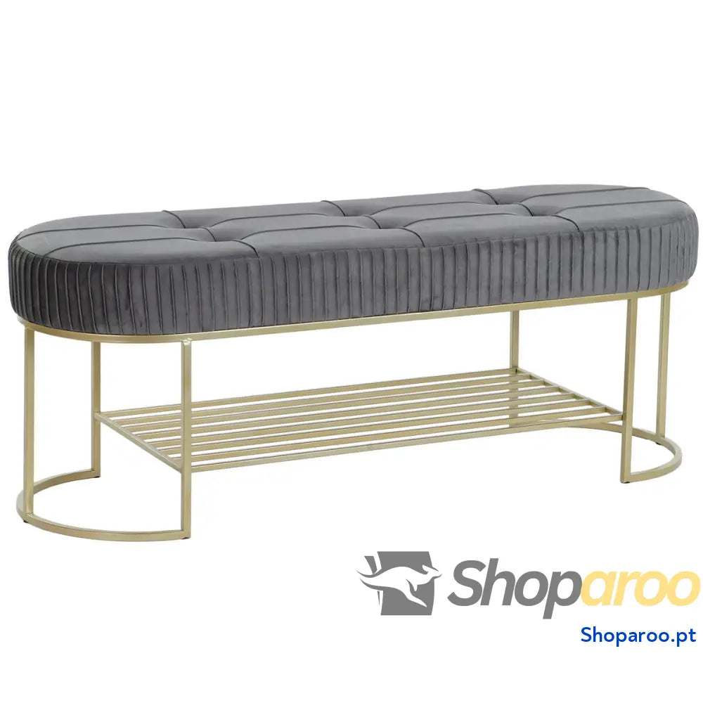 Banqueta DKD Home Decor Cinzento Dourado Metal 120 x 40 45 cm
