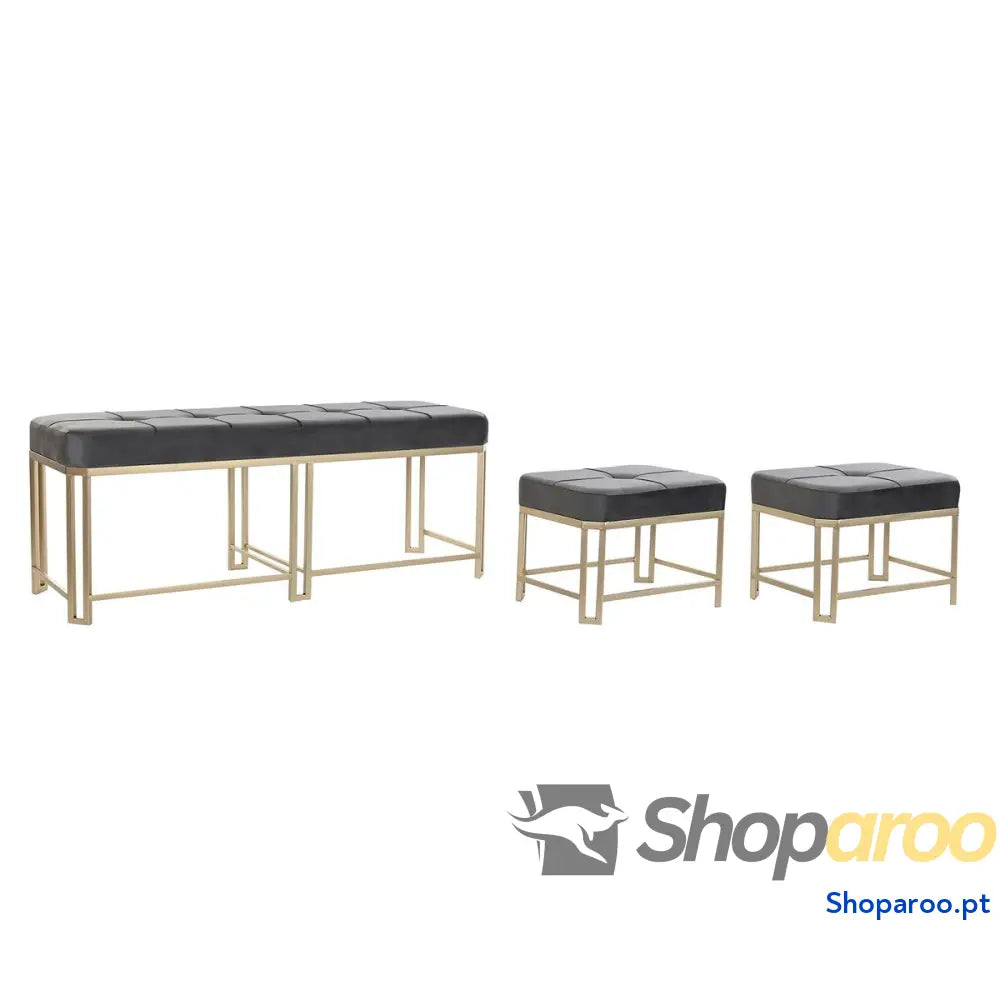 Banqueta DKD Home Decor Cinzento Metal Veludo (120 x 40 47 cm)