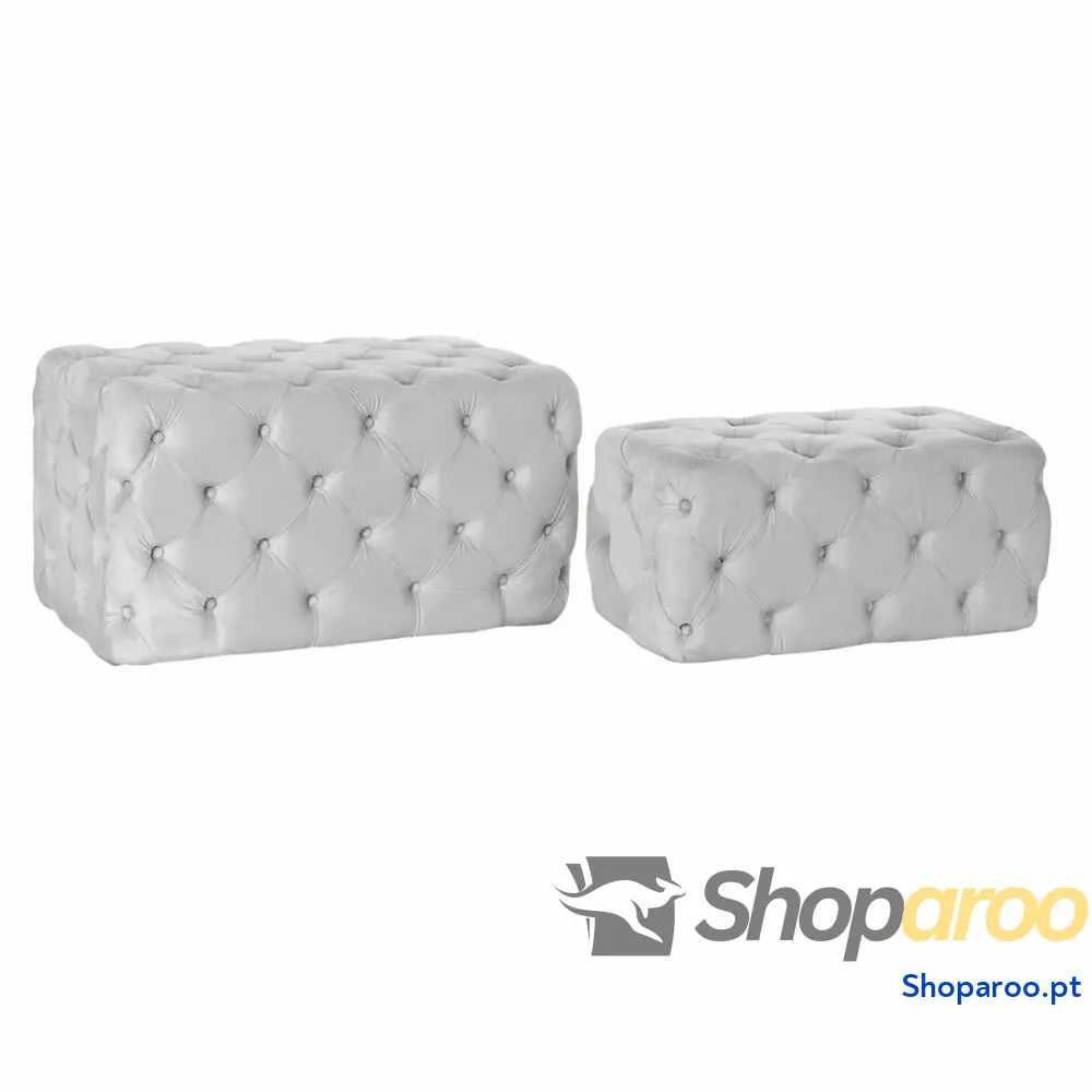 Banqueta DKD Home Decor Cinzento Poliéster Veludo Madeira MDF (88 x 53 48 cm)