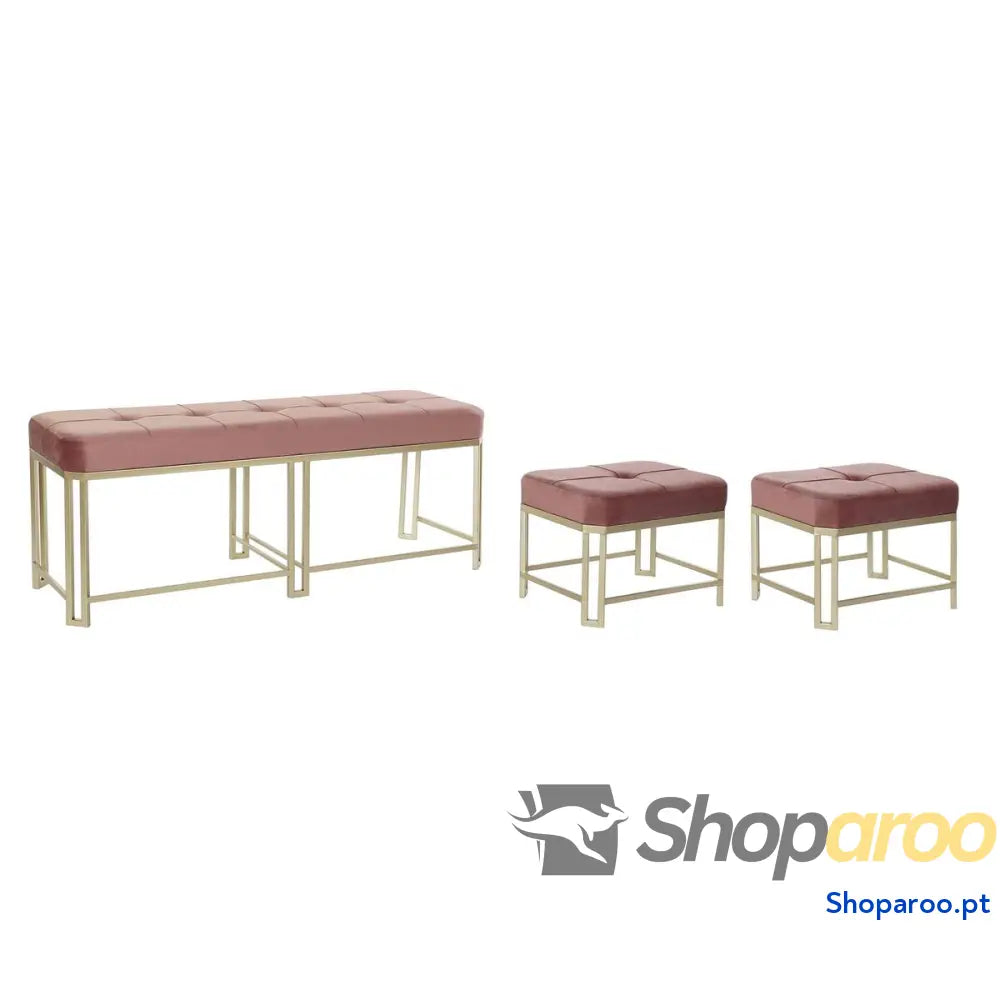 Banqueta DKD Home Decor Cor de Rosa Metal Veludo (120 x 40 46 cm)