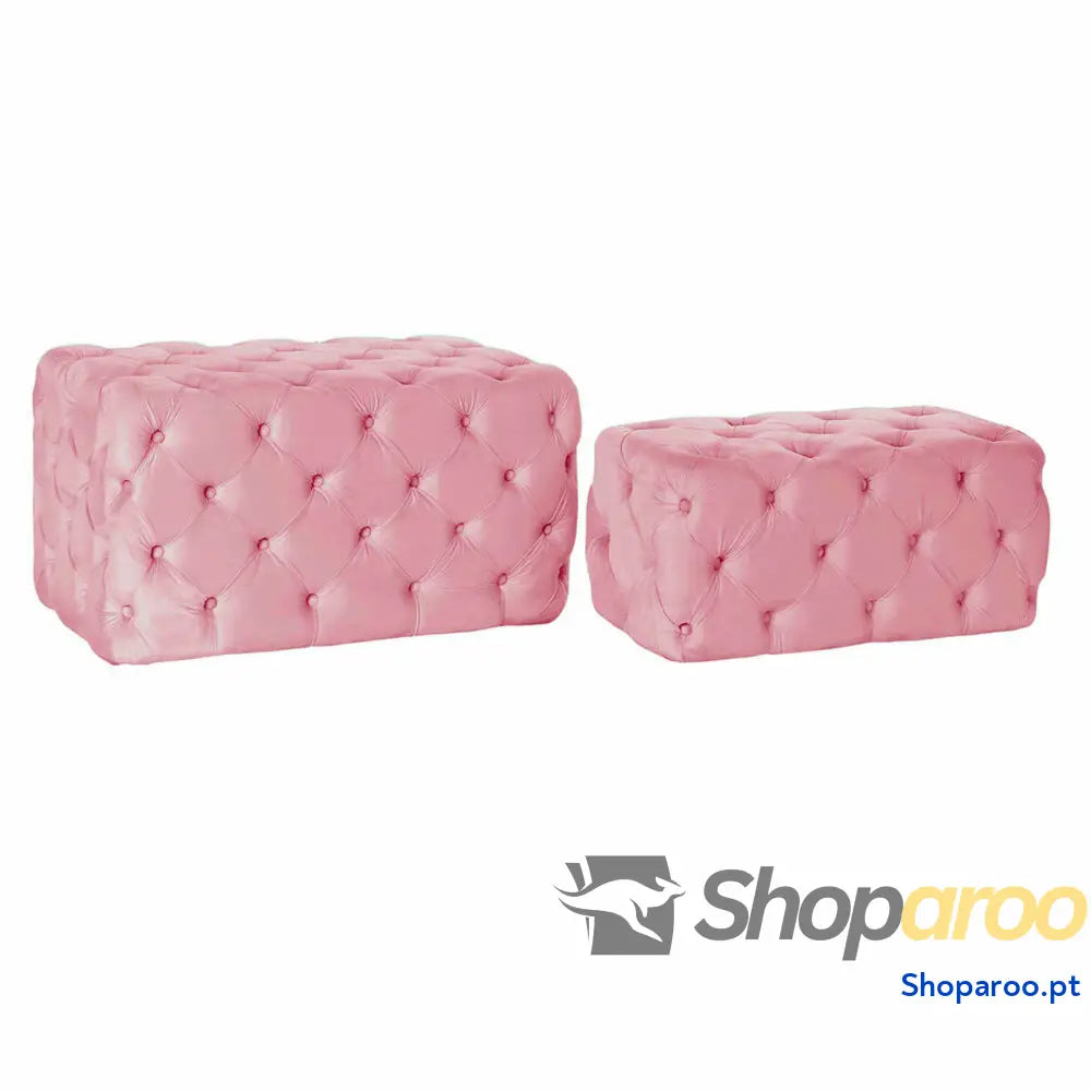 Banqueta DKD Home Decor Cor de Rosa Poliéster Veludo Madeira MDF (88 x 53 47,76 cm)