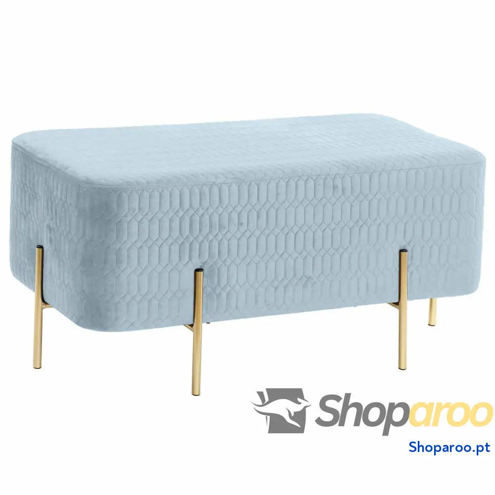 Banqueta DKD Home Decor Dourado Metal Poliéster Azul celeste Esponja (91 x 46,5 42 cm)