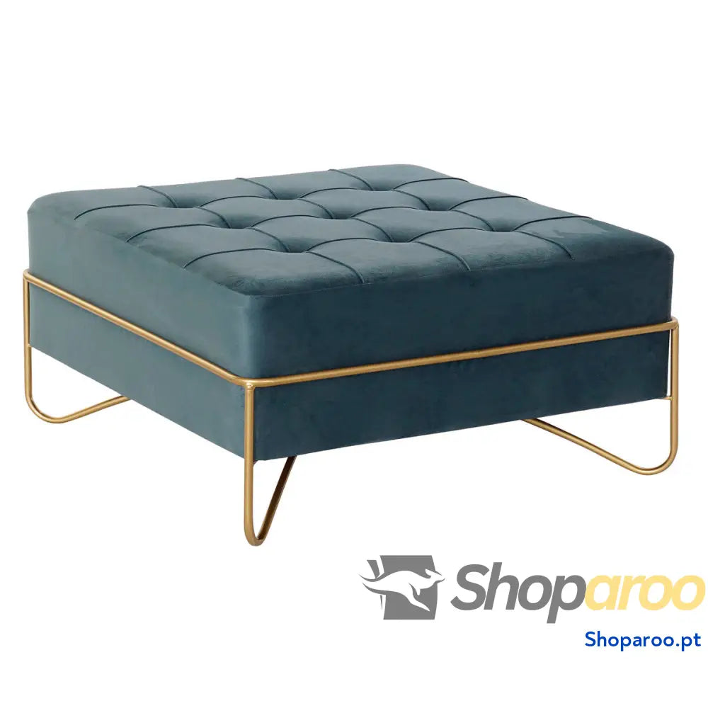 Banqueta DKD Home Decor Espuma Azul Dourado Metal Poliéster Veludo Madeira MDF (80 x 80 42 cm)