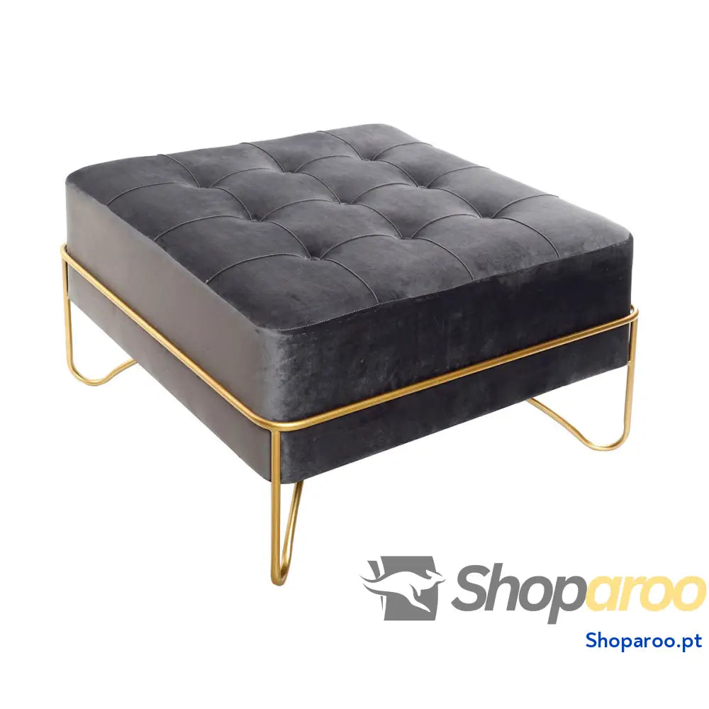 Banqueta DKD Home Decor Espuma Cinzento Dourado Metal Poliéster Veludo Madeira MDF (80 x 80 47 cm)