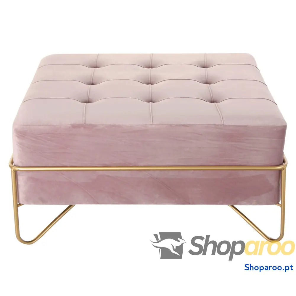Banqueta DKD Home Decor Espuma Cor de Rosa Dourado Metal Poliéster Veludo Madeira MDF (80 x 80 42 cm)