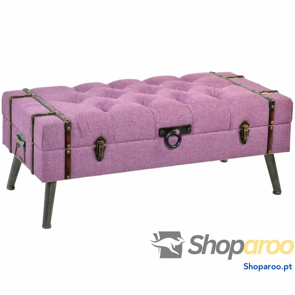 Banqueta DKD Home Decor Metal Poliéster Fúcsia Madeira MDF (102 x 42 40,5 cm)