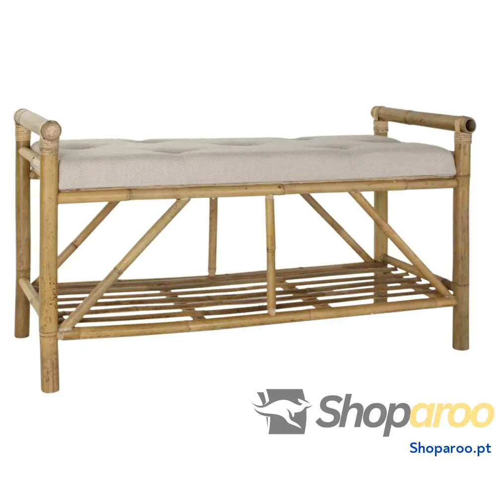 Banqueta DKD Home Decor Natural Bege Castanho Algodão Bambu (100 x 44 55 cm)
