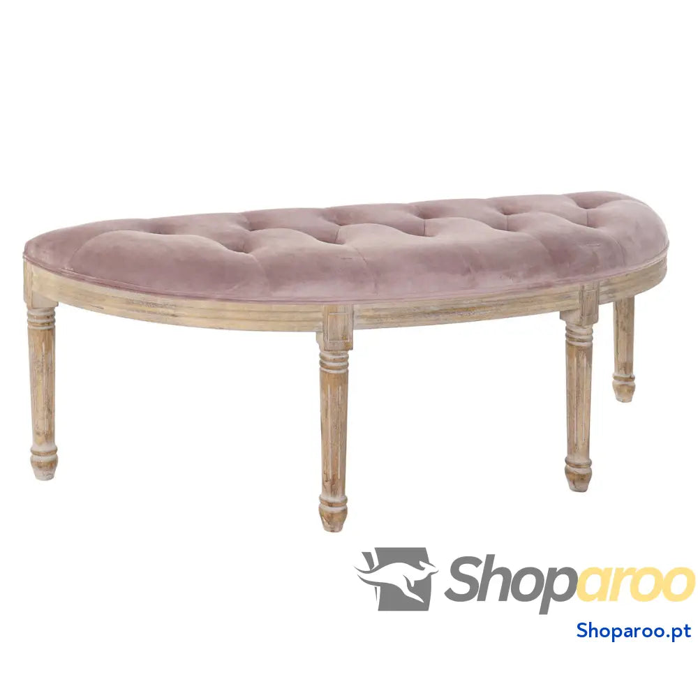 Banqueta DKD Home Decor Natural Cor de Rosa Poliéster Veludo Madeira da borracha (125 x 43 48 cm)