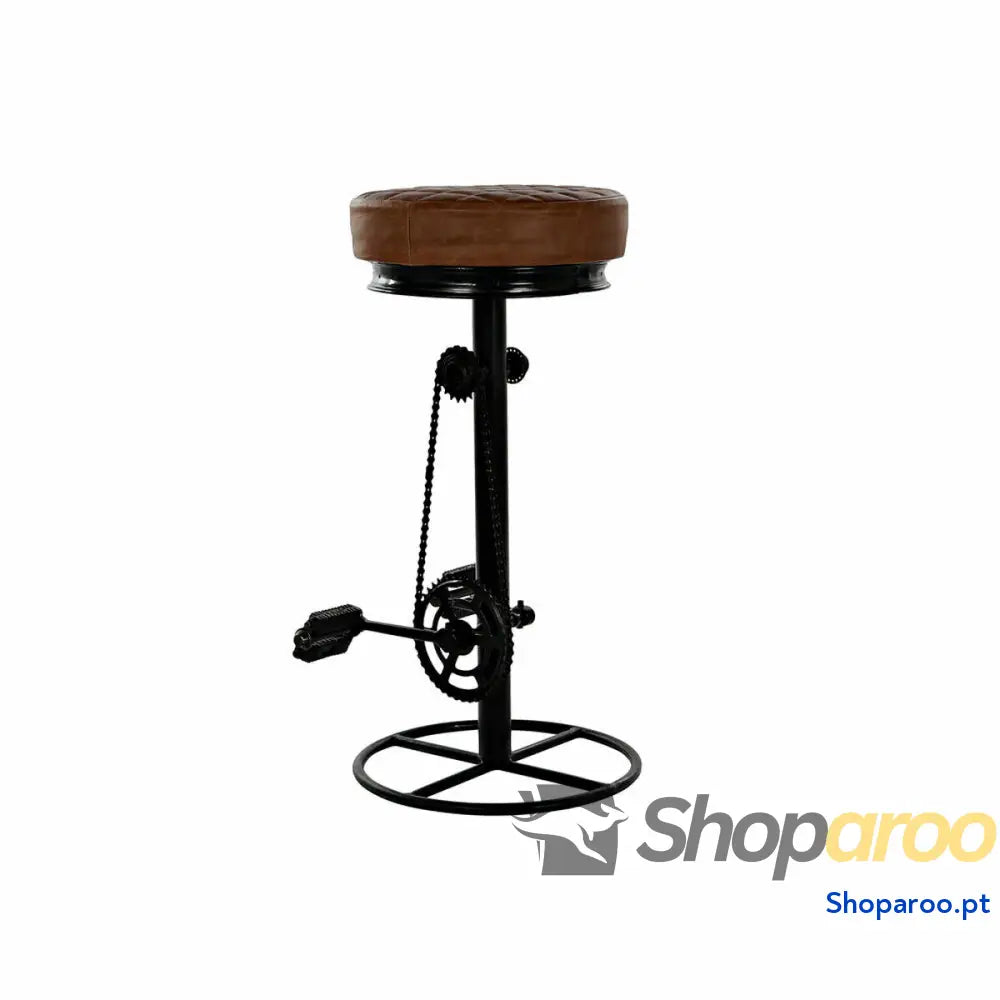 Banqueta DKD Home Decor Preto Couro Metal Marrom claro (44 x 38 82 cm)