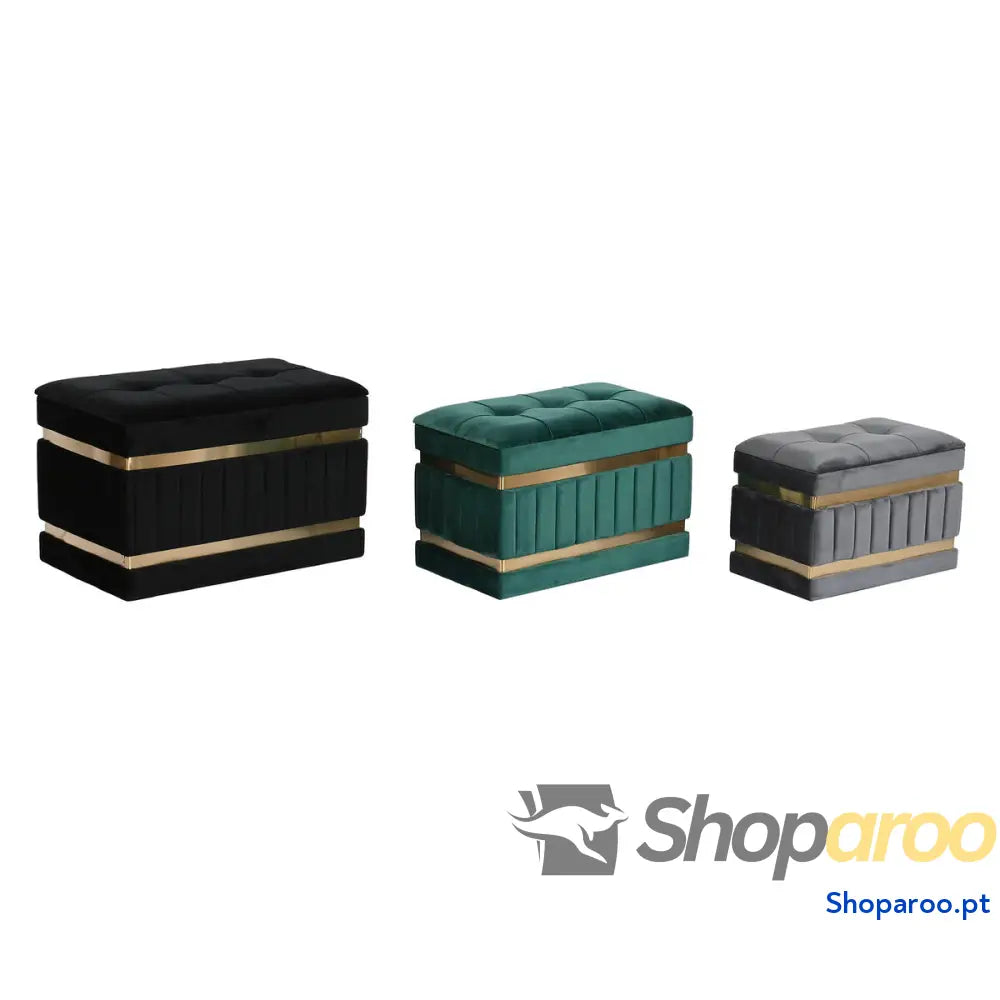 Banqueta DKD Home Decor Preto Dourado Verde Cinzento escuro Madeira MDF 70 x 40 43 cm