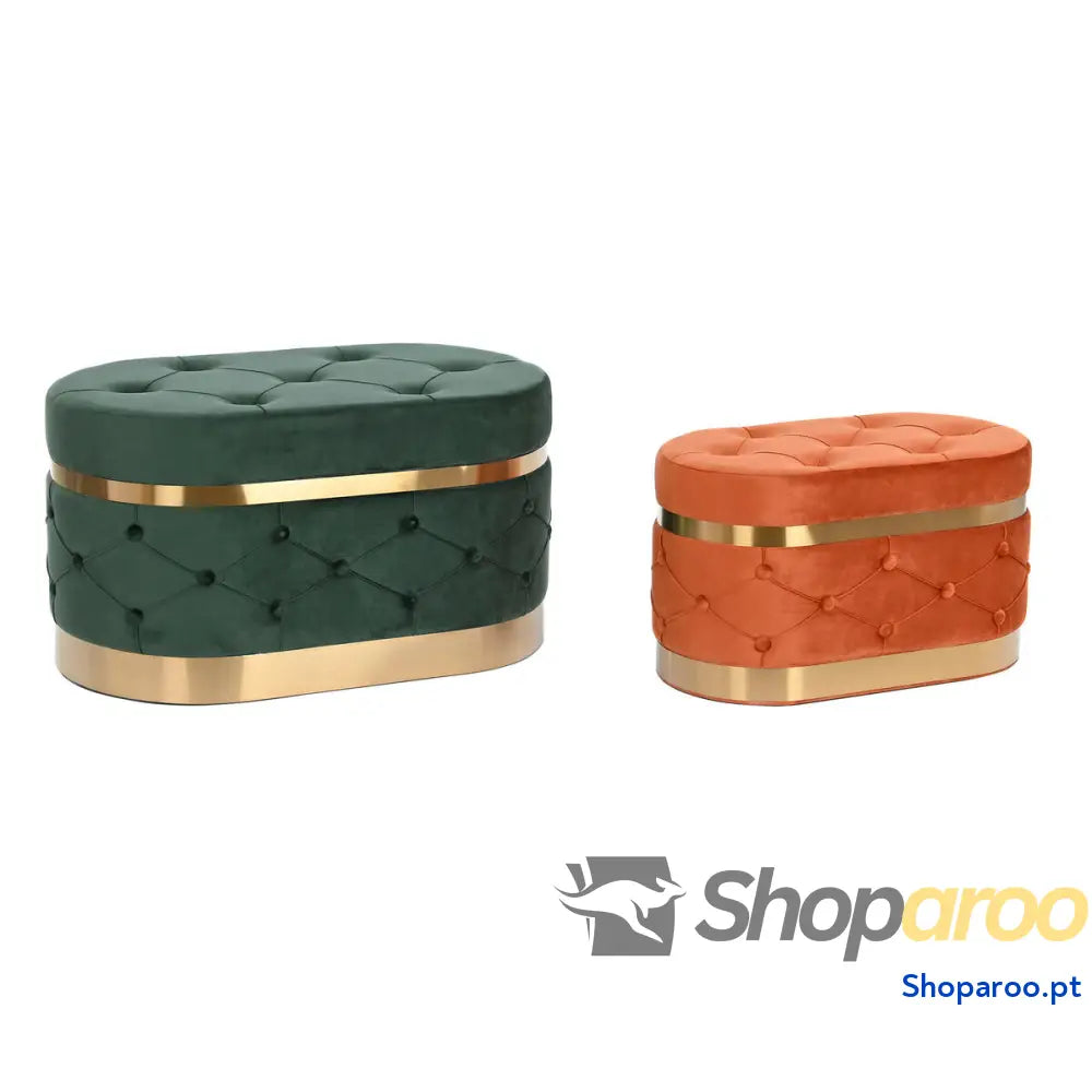 Banqueta DKD Home Decor Verde Laranja Dourado Madeira MDF 80 x 47 43 cm (2 Unidades)