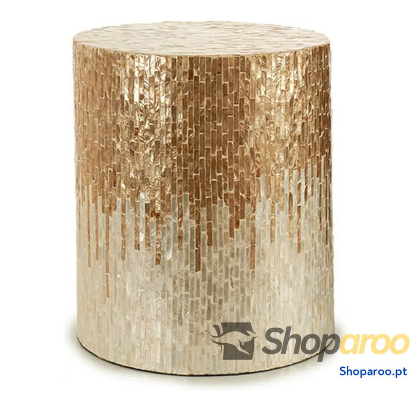 Banqueta Dourado Prateado Branco Bege Madrepérola Aglomerado