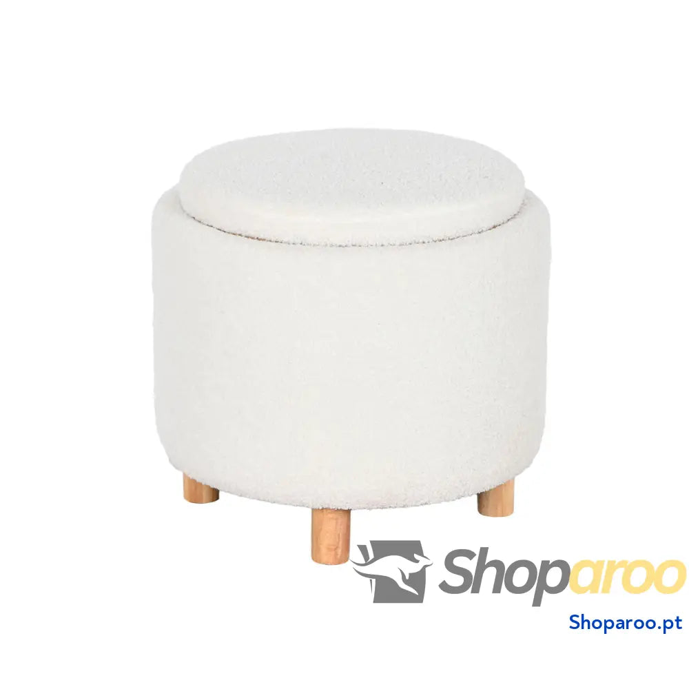 Banqueta Home ESPRIT Branco Poliéster Madeira da borracha MDF 48 x 43 cm