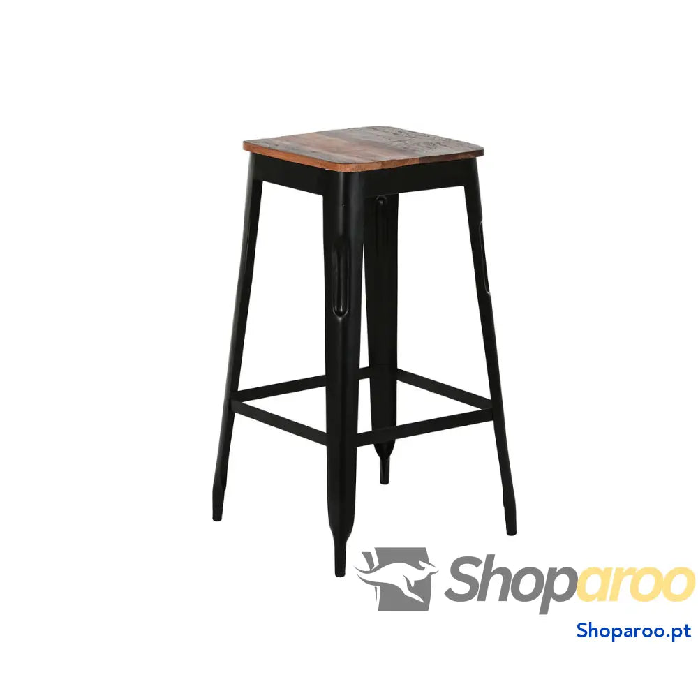 Banqueta Home ESPRIT Castanho Preto Madeira Metal 34 x 33 77 cm