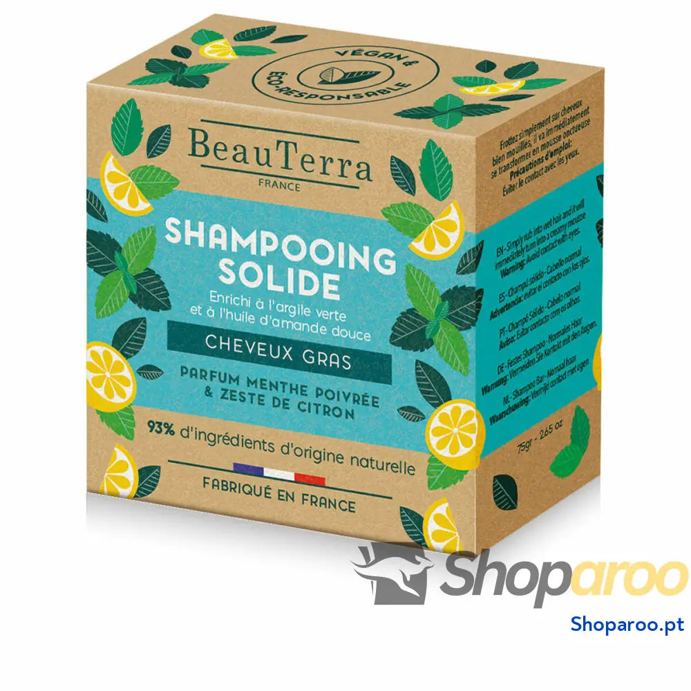 Barra de Champô Beauterra Solide Menta Limão 75 g