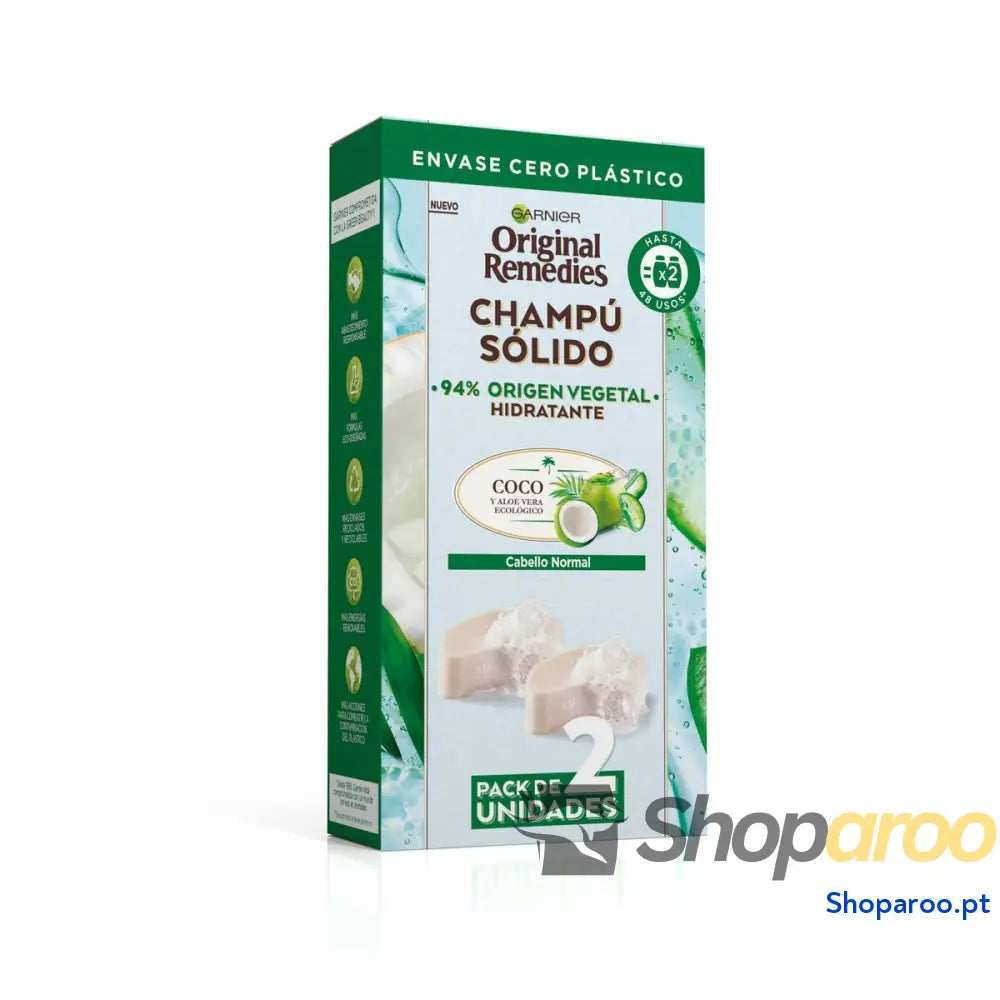 Barra de Champô Garnier Original Remedies X Hidratante Coco 2 Unidades 60 g