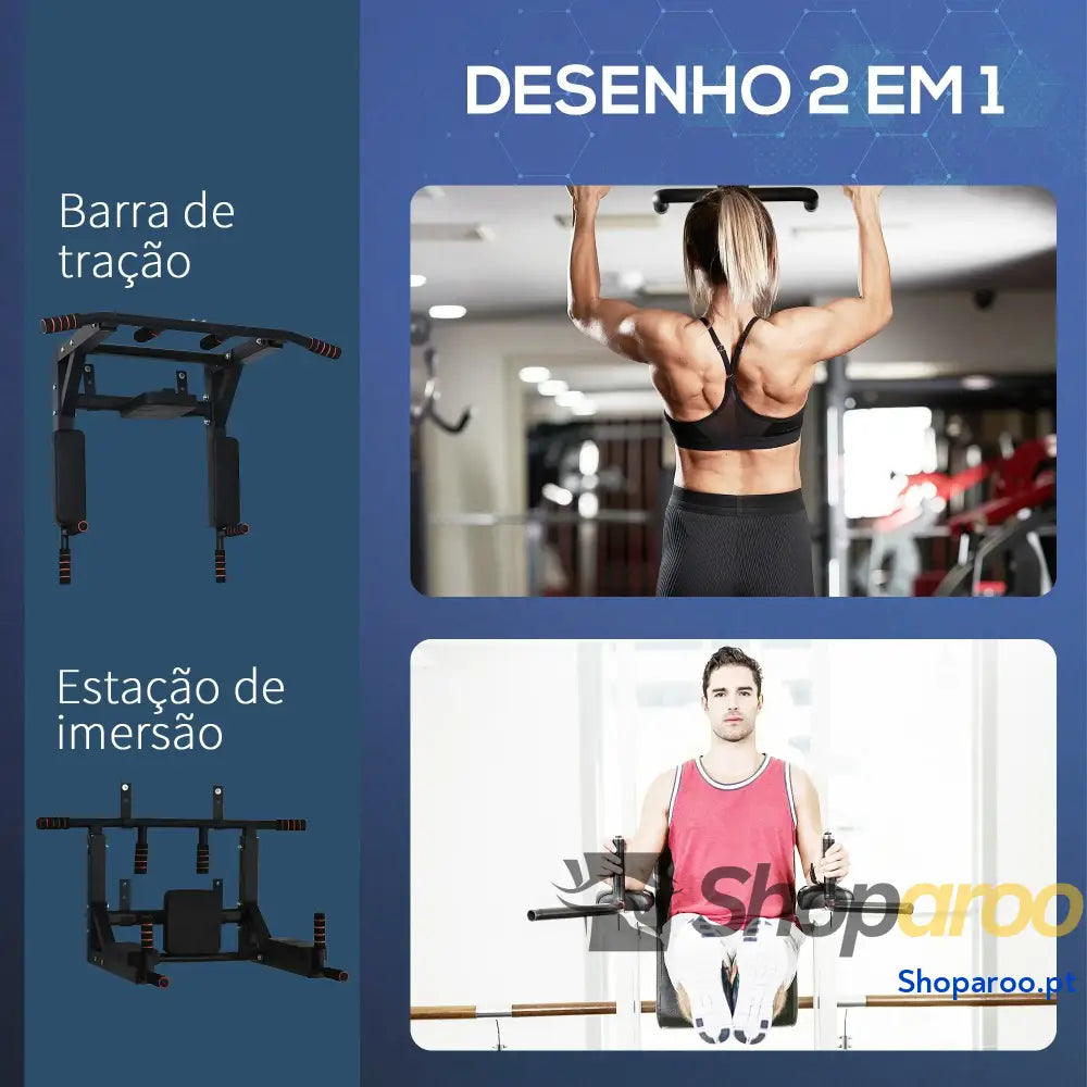 Barra de Elevações Parede em Aço para Treino Casa
