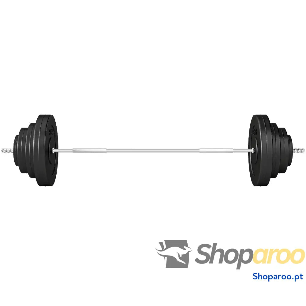 Barra de Pesos 70 kg com Discos Ajustáveis para Treino Força