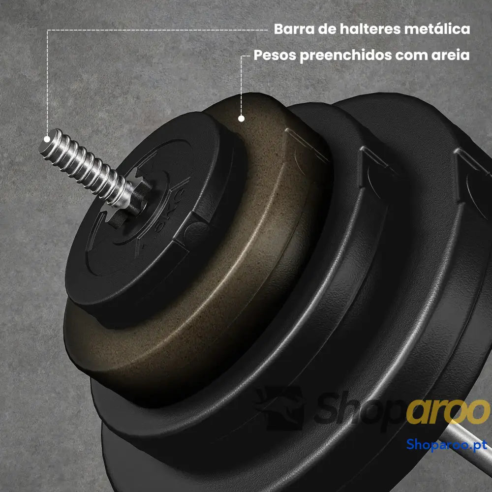 Barra de Pesos 70 kg com Discos Ajustáveis para Treino Força