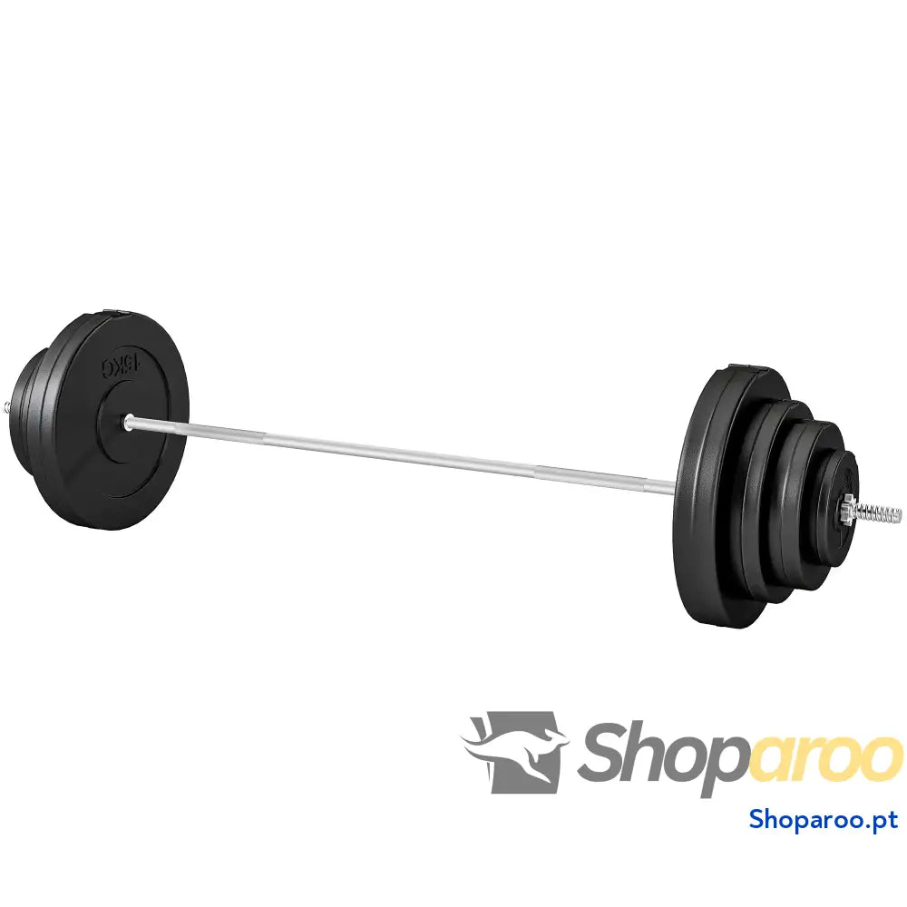 Barra de Pesos 70 kg com Discos Ajustáveis para Treino Força