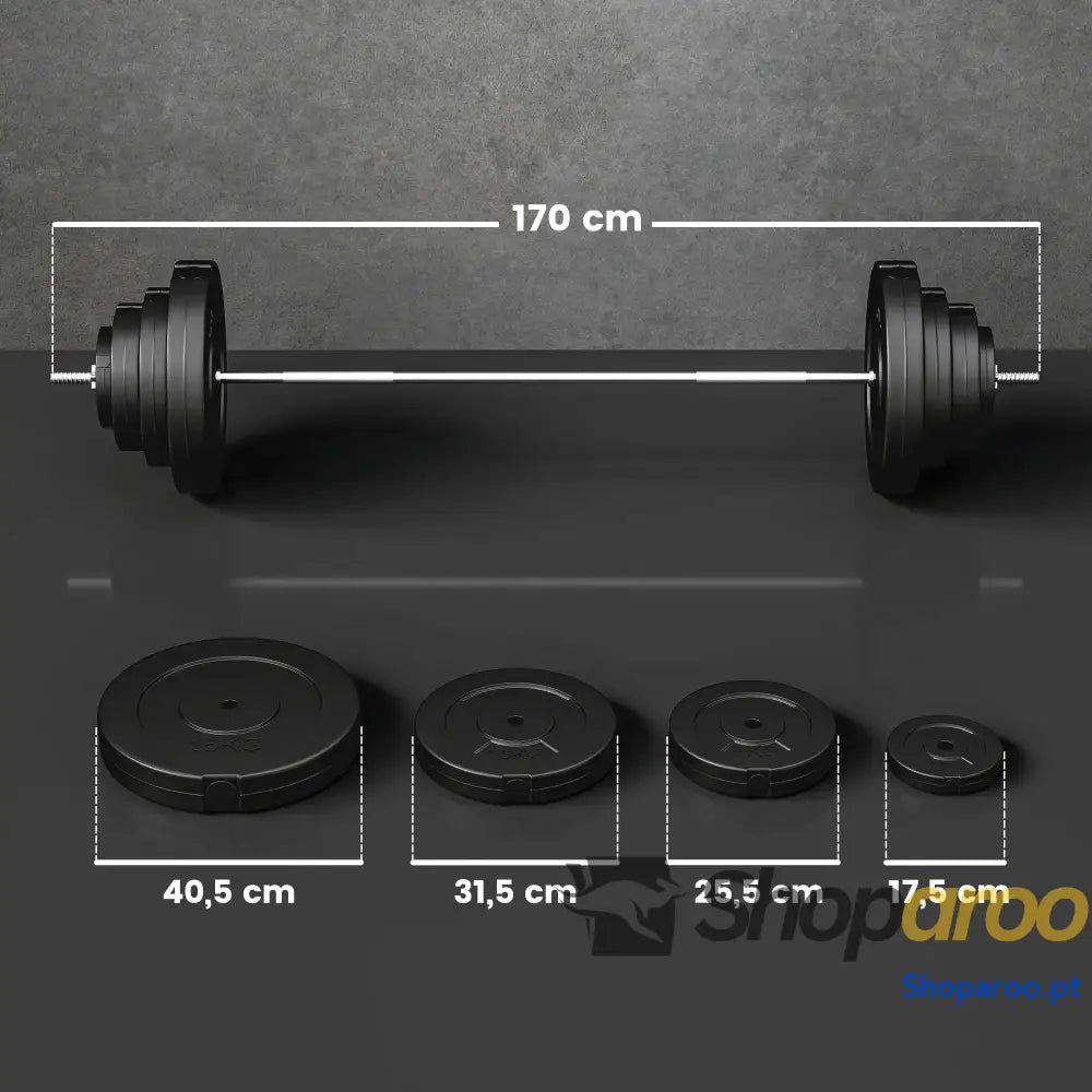 Barra de Pesos 70 kg com Discos Ajustáveis para Treino Força