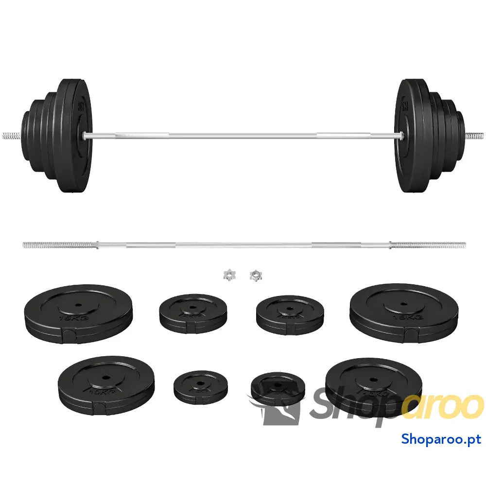 Barra de Pesos 70 kg com Discos Ajustáveis para Treino Força