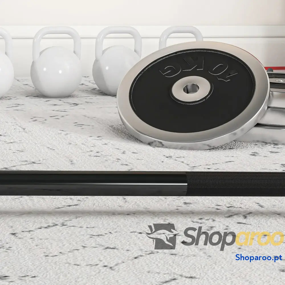 Barra de Pesos Aço 180cm 200kg com Superfície Antiderrapante