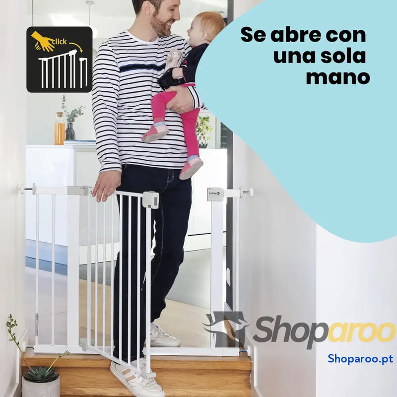 Barreira de segurança branca metálica para portas e escadas porta 80 cm até 136 com extensões adequado bebés crianças