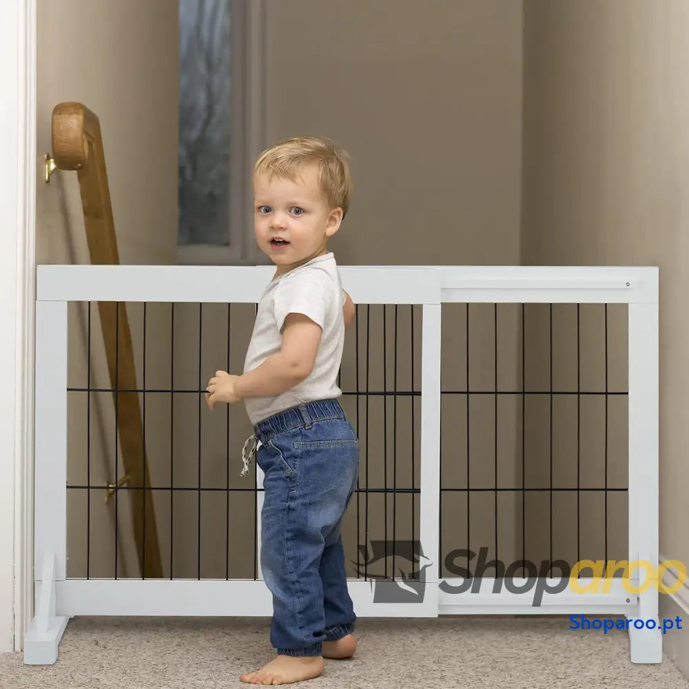 Barreira de segurança crianças e cães cerca protetora para porta ou escada sem perfuração 56 x 70 115 cm branco madeira