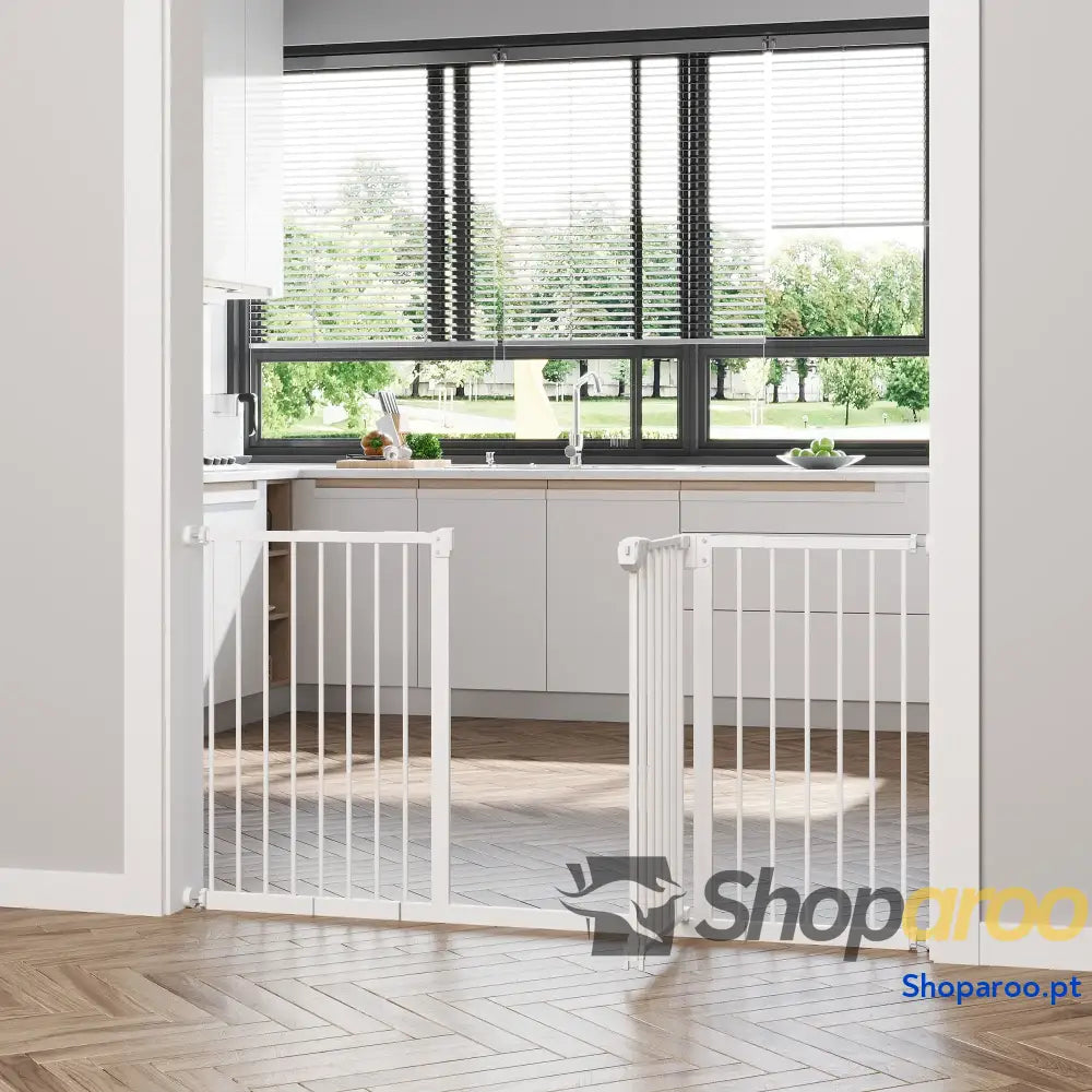 Barreira de Segurança Extensível para Portas e Escadas com Fechamento Automático Sistema Duplo Bloqueio 74-147,5x76,2