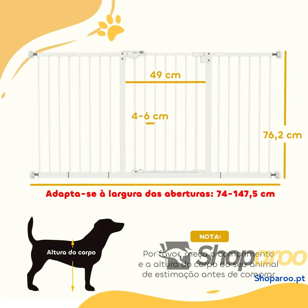 Barreira de Segurança Extensível para Portas e Escadas com Fechamento Automático Sistema Duplo Bloqueio 74-147,5x76,2