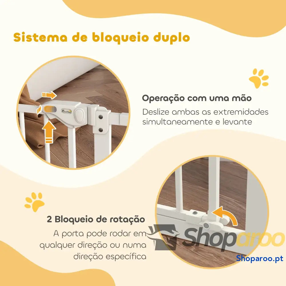Barreira de Segurança Extensível para Portas e Escadas com Fechamento Automático Sistema Duplo Bloqueio 74-147,5x76,2