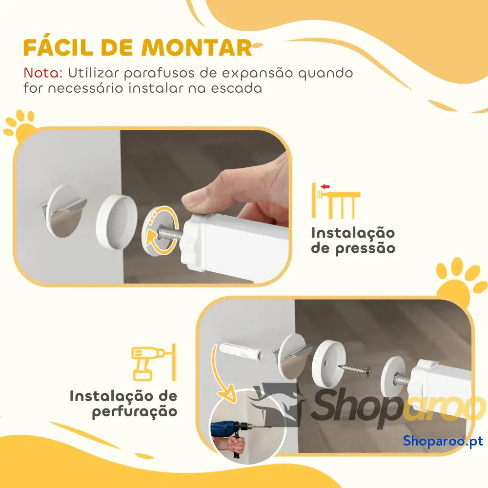 Barreira de Segurança Extensível para Portas e Escadas com Fechamento Automático Sistema Duplo Bloqueio 74-147,5x76,2