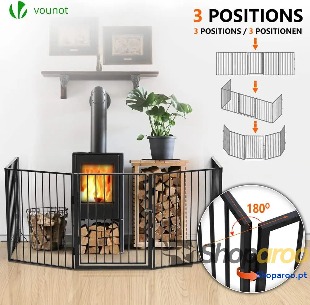 Barreira de segurança para cães cerca 5 painéis grade proteção lareira montagem flexível 300 x 75 cm preto