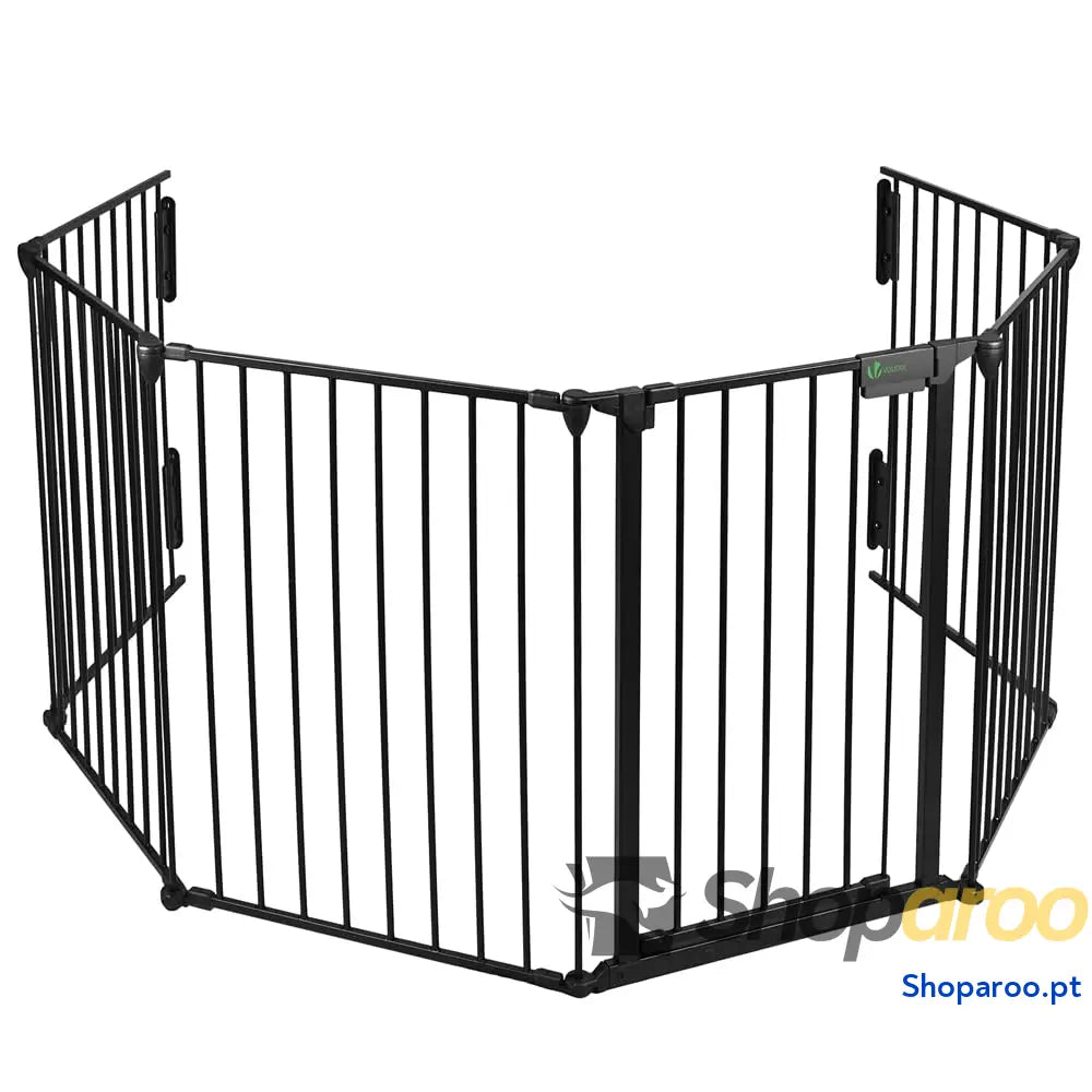 Barreira de segurança para cães cerca 5 painéis grade proteção lareira montagem flexível 300 x 75 cm preto