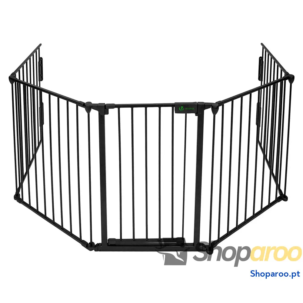Barreira de segurança para cães cerca 5 painéis grade proteção lareira montagem flexível 300 x 75 cm preto