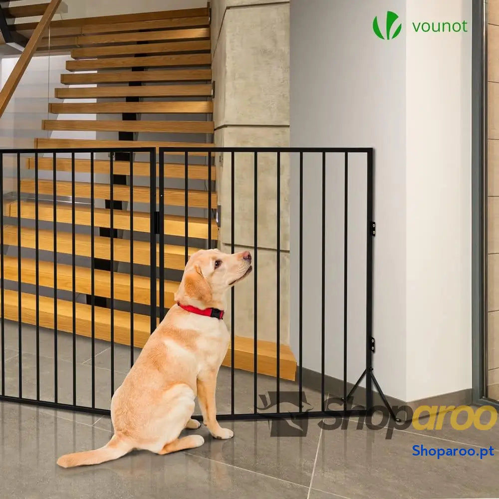 Barreira de segurança para cães cerca 5 painéis grade proteção lareira montagem flexível 300 x 75 cm preto