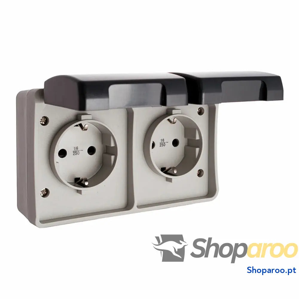 Base de ficha EDM Cinzento Superfície 250 V 16 A IP44 Com tampa Duplo Estanque