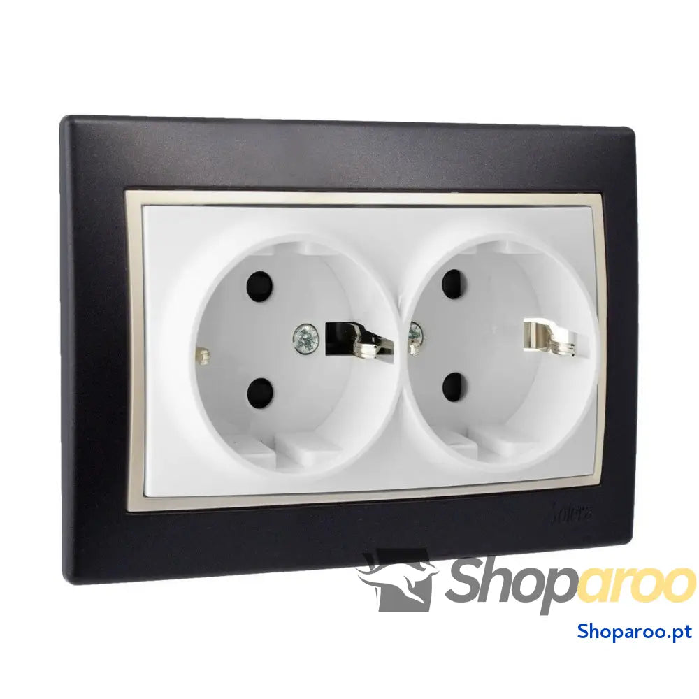 Base de ficha Solera Europa erp60/2nu Bipolar Duplo Preto Engastado 250 V 16