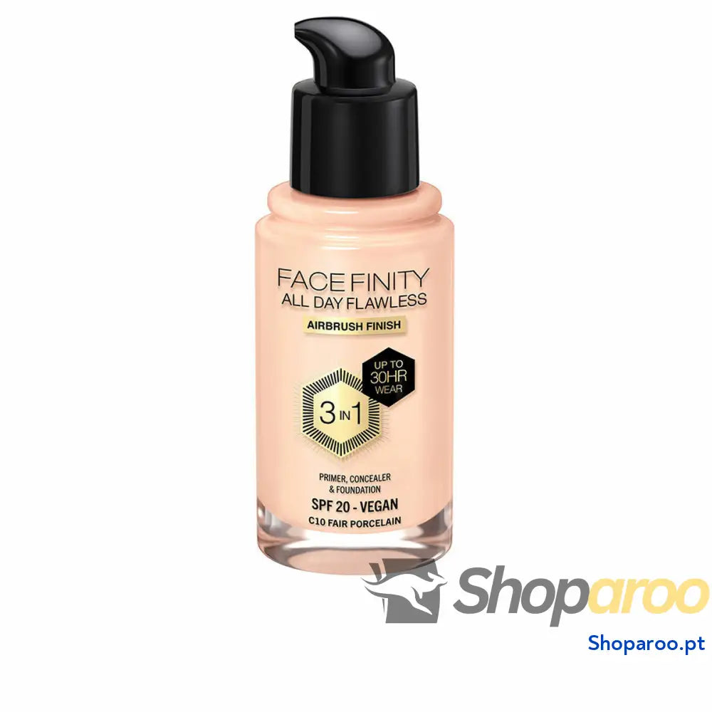Base de Maquilhagem Cremosa Max Factor Face Finity All Day Flawless 3 em 1 Spf 20 Nº C10 Fair porcelain 30 ml