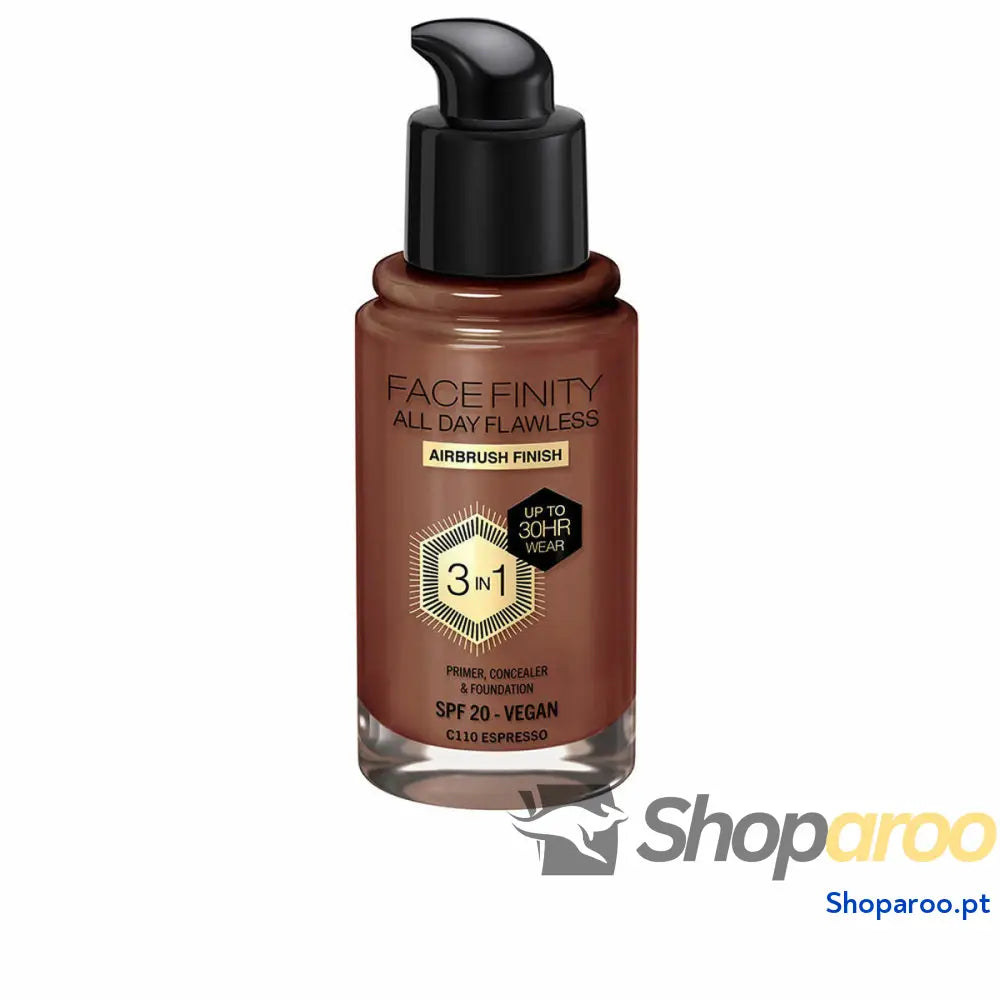 Base de Maquilhagem Cremosa Max Factor Face Finity All Day Flawless 3 em 1 Spf 20 Nº C110 Espresso 30 ml