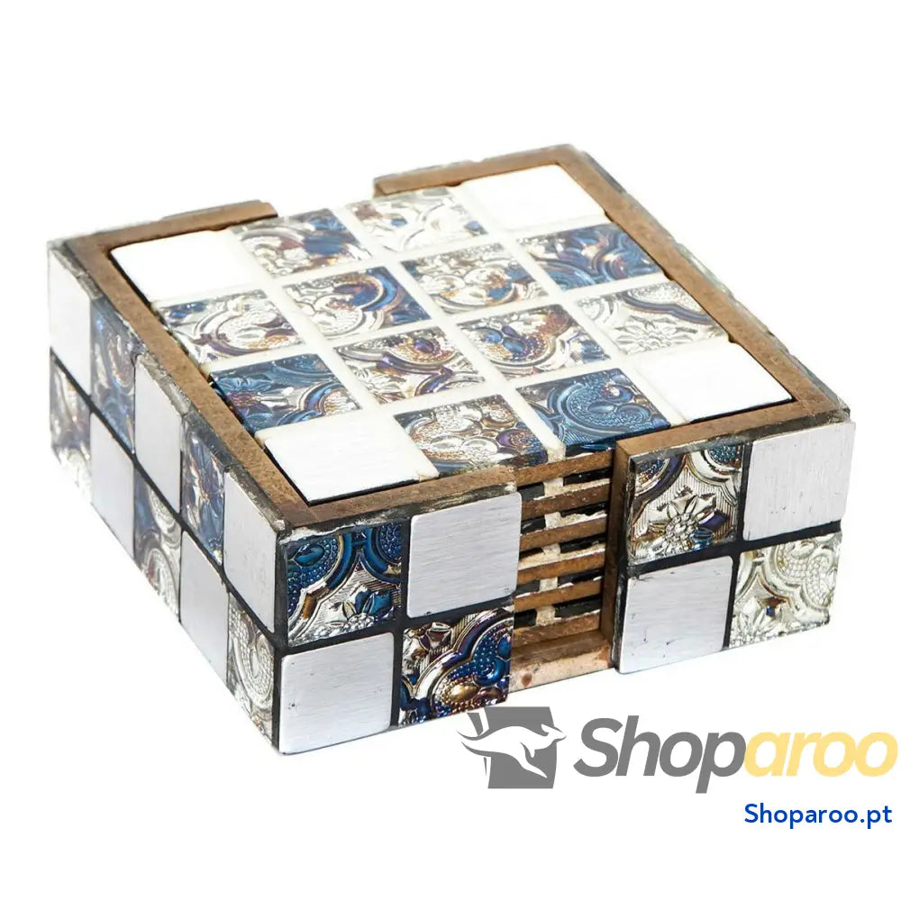 Base para Copos DKD Home Decor Resina Madeira MDF (6 pcs)