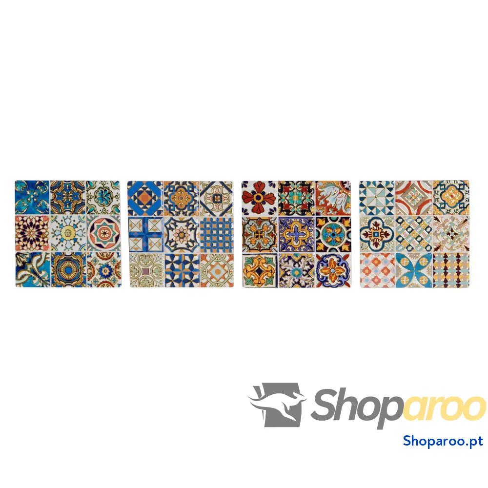 Base para Copos Home ESPRIT Cortiça Dolomite Azulejo Árabe Com relevo