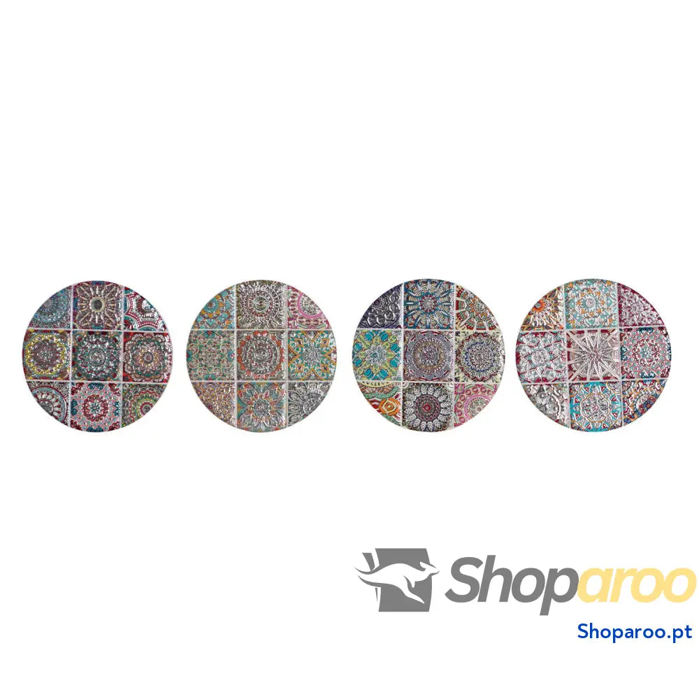 Base para Copos Home ESPRIT Cortiça Dolomite Mandala Índio Com relevo